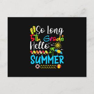 So Long 5th Grade Hello Summer Last Day Of School. Announcement Postcard