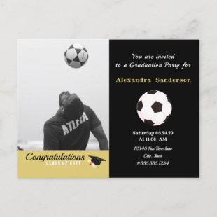 Soccer Football player graduation Photo party  Postcard