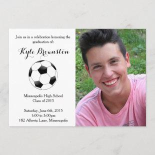Soccer Player Graduation Party Photo Invite