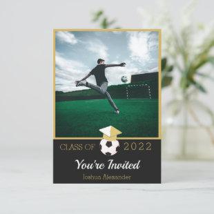 Soccer player Modern Photo graduation invitation