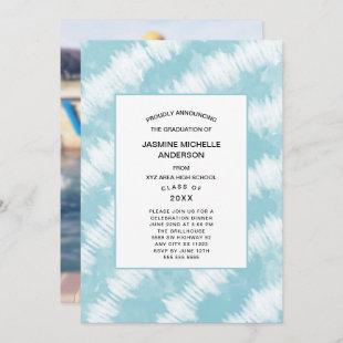 Soft Blue Tie Dye photo graduation invitation