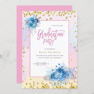 Soft pastels/floral/Confetti/Graduation Invitation