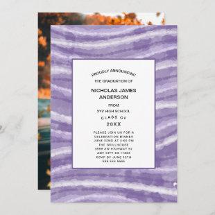 Soft Purple Tie Dye photo graduation invitation