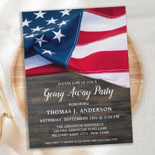 Soldier Going Away Party Patriotic Flag Military  Invitation Postcard
