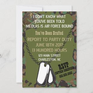 Soldier Joe Camouflage Celebration Party Invitation