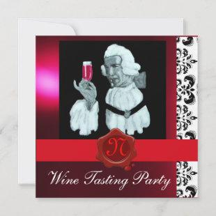 SOMMELIER WINE TASTING PARTY RED WAX SEAL MONOGRAM INVITATION
