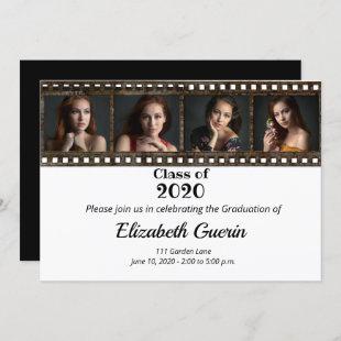 Sophisticated Black and Gold Photo Graduation Part Invitation