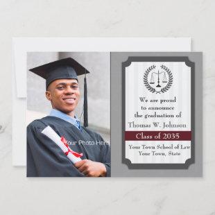 Sophisticated Law Graduation Photo Announcement