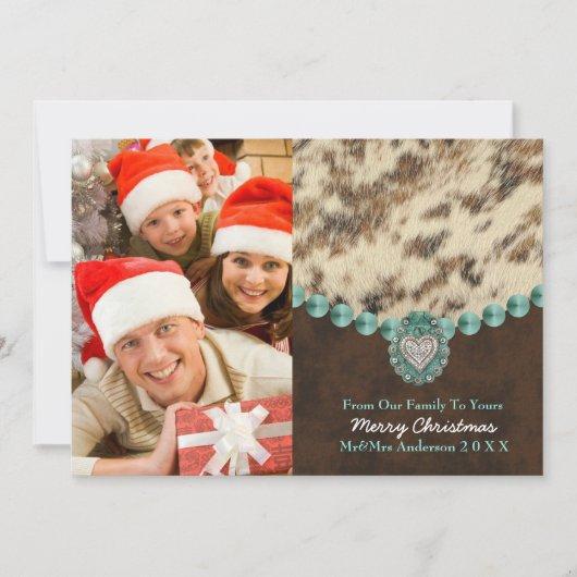 Southwest Leather Country Western Christmas Photo Holiday Card