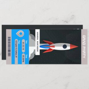 Space Graduation Party Travel Ticket Invitation