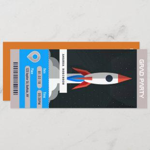 Space Rocket Graduation Party Travel Ticket Invita Invitation