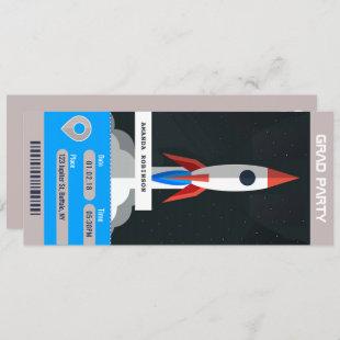 Space Themed Graduation Party Travel Ticket Invita Invitation