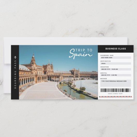 Spain Trip Boarding Pass Travel Vacation Ticket