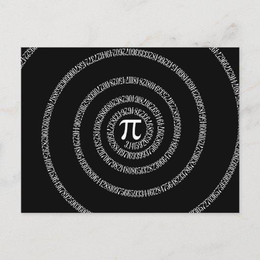Spiral for Pi Typography on Black Postcard