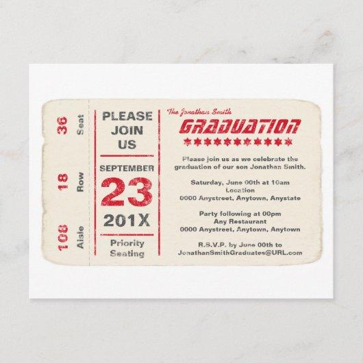 Sports Star Ticket Graduation, Red Invitation
