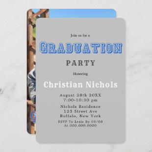 Sports Typography Add Photo Graduation Party Invit Invitation