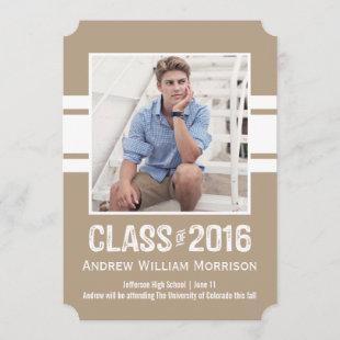 Sporty Prep Graduation Photo Class of 2016 Invitation
