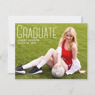 Sporty Script Overlay Graduate Photo Graduation Announcement