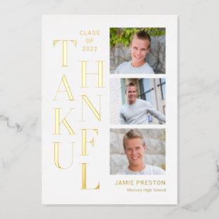 Stacked Charm Foil Graduation Photo Thank You Card