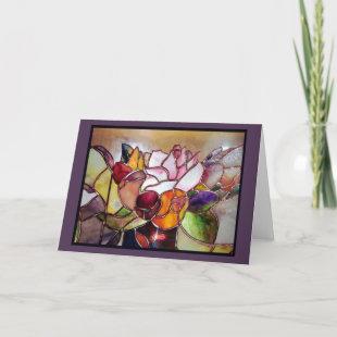 Stained Glass Luxury Flower Greeting Card