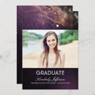 Starry Night and Shooting Star Photo Graduation Invitation