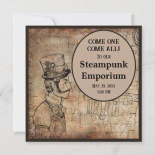 Steampunk Inventor Top Hat Personalized Event Invitation
