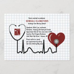 Stethoscope and Heart Graduation Invitation