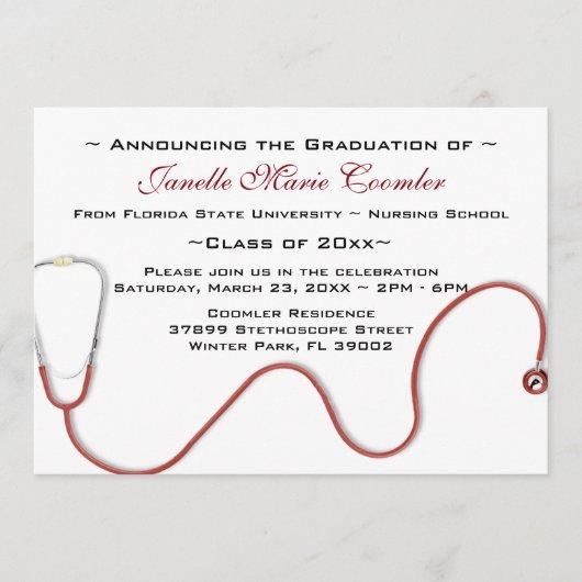 Stethoscope Medical School Graduation Invitation