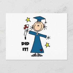 Stick Figure Girl Graduate T-shirts and Gifts Announcement Postcard