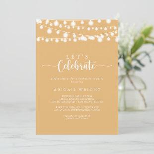 String Lights Yellow Let's Celebrate Party   Invitation