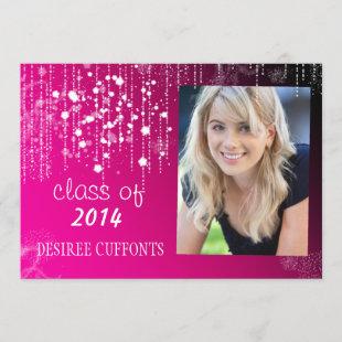 Strings of Light Hot Pink Photo Graduation Cards