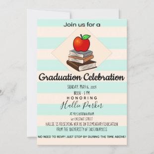 Striped Apple Graduation Invitation