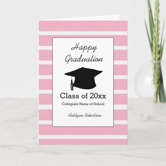 Striped Pink Class of 2024 Graduation Card
