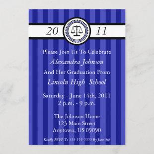Stripes Law School Graduation Invitations (Blue)
