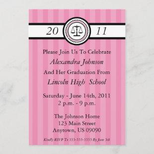 Stripes Law School Graduation Invitations (Pink)