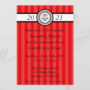Stripes Law School Graduation Invitations (Red)