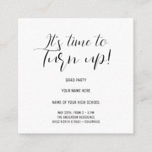 Stylish Black & White Calligraphy Grad Party Enclosure Card