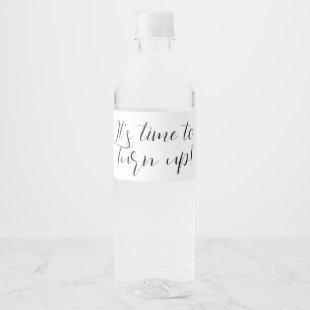Stylish Black & White Calligraphy Grad Party Water Bottle Label