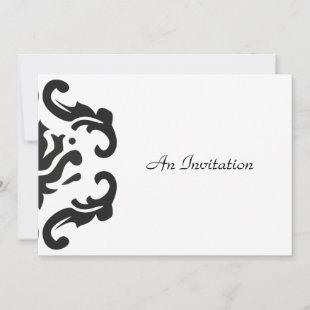Stylish Black & White Damask Custom Invitations