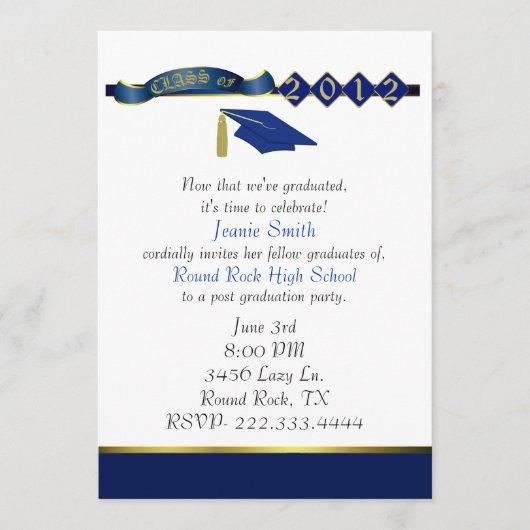 Stylish Blue and Gold Graduation Party Invitation