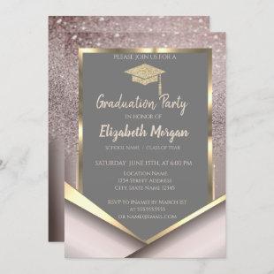 Stylish Glitter  Diamonds Graduation Invitation
