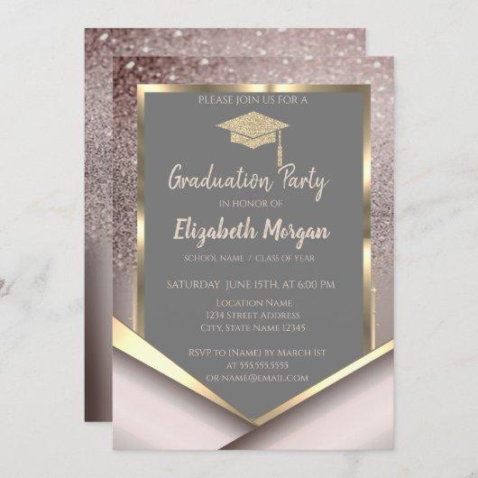 Stylish Glitter  Diamonds Graduation Invitation
