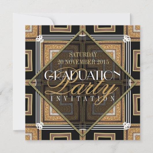 Stylish Gold Black Art Deco Graduation Party Invitation