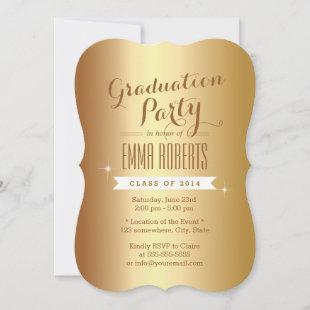 Stylish Gold Foil Graduation Party Announcements