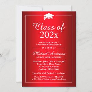Stylish Gradient Hot Red Class Of Graduation Party Invitation