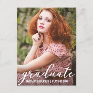 Stylish Graduation Announcement Photo Postcard