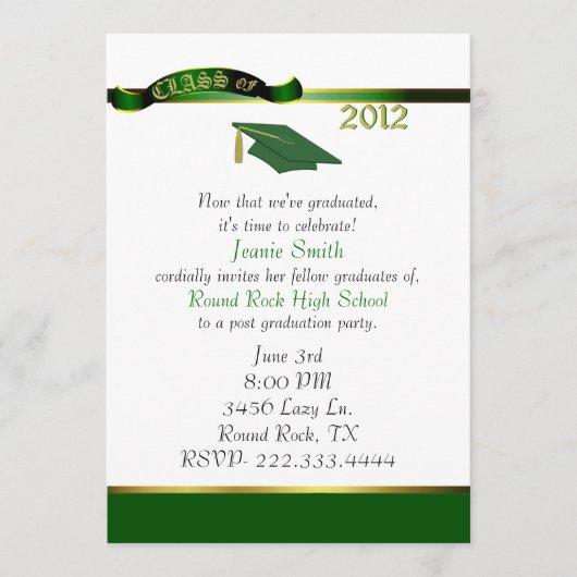 Stylish Green and Gold Graduation Party Invitation