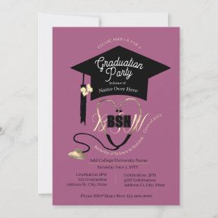 Stylish Mauve Purple  Editable Nurse Grad Party  Invitation