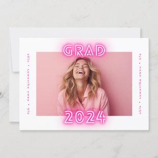 Stylish Neon Pink 2024 Grad Photo Announcement