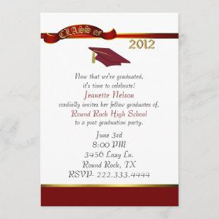 Stylish Red and Gold Graduation Party Invitation
